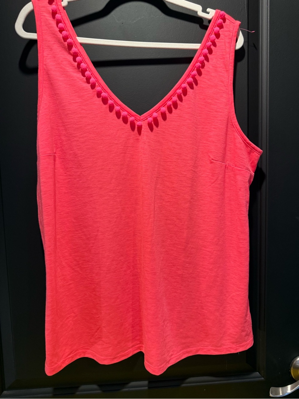 Lilly Pulitzer Hot Pink Pom-Pom V-Neck Tank